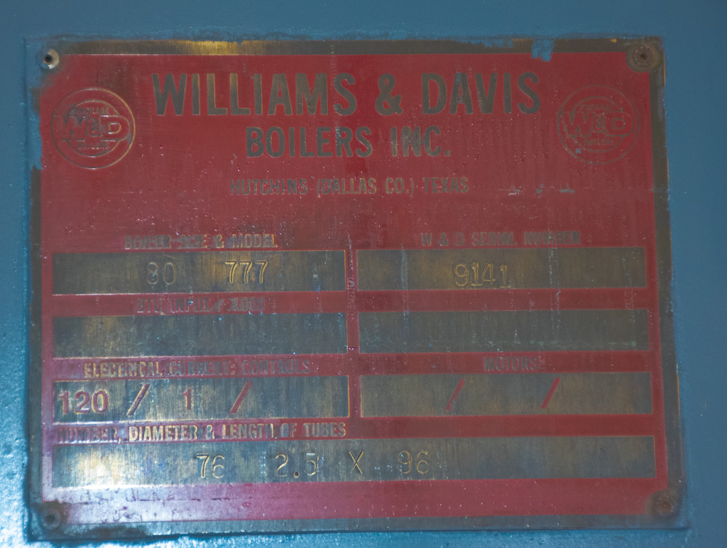 80 HP Williams and Davis boiler